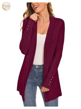 Womens Knit Open Front Long Cardigan Sweater Dressy Casual